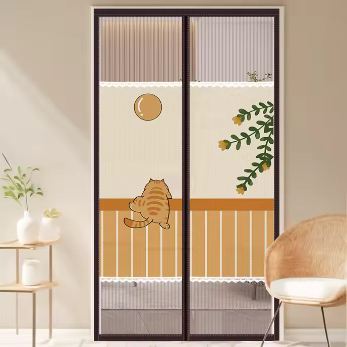 Puerta mosquitera magnética con malla magnética resistente, adecuada para puertas de entrada de apartamentos, etc., a prueba de mosquitos, apta para mascotas y niños. - 1