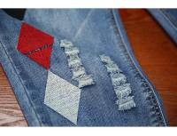 Vaqueros Elegantes de Verano para Mujer 2023 Diseño Bordado Holes Sueltos y Elásticos Pantalones Harem Pinchas de Algodón Denim Rasgado Vintage para Mujer Apto para Primavera/Verano - details 12