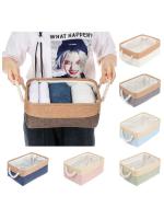 Cesta De Almacenamiento De Ropa Para Bebé Organizador De Lino Plegable Para Calcetines Sujetadores Y Juguetes En Colores Gris Azul Oscuro Café Rosa Beige Verde - details 2