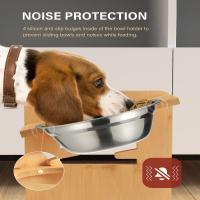 Cuencos ajustables para perros, platos duraderos con soporte, comedero para perros con 2 cuencos de acero inoxidable, cuencos elevados de bambú para mascotas - details 7