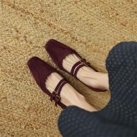 Retro cordero flip interior que aumenta los zapatos individuales, nueva hebilla cruzada de cabeza cuadrada con tamaño de tacón de cuña zapatos de mujer. - details 8
