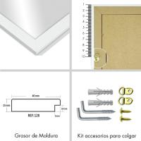 Espejo Pared Cuerpo Entero 35x140cm-Marco Exterior 42x147cm MOD-128 Blanco-Raya - details 4