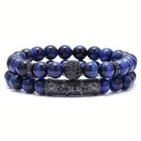 Pulsera de Ónix y Ojo de Tigre para Hombres, Pulsera Elástica de Cuentas Naturales, Joyería Masculina Elegante y Protectora, Pulsera Espiritual, Accesorios Hombre Moda - details 1