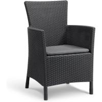 Sillón de jardín para exterior e interior con cojín incluido, Resina con acabado de ratán plano, Color Blanco - details 6