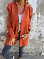 2025 Chaqueta casual con capucha de un solo pecho, color sólido, otoño e invierno, - details 2