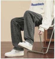 Jeans casuales para hombre Moda Pierna ancha hasta el tobillo Color Azul claro Gris Negro Talla 3XL - details 4