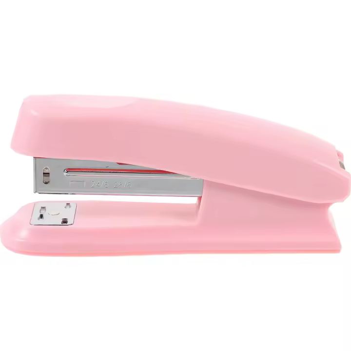 Mini grapadora de escritorio portátil rosa, suministros de oficina, papelería para estudiantes, Color de macarrón, herramientas de escritorio manuales, dispositivos - 1