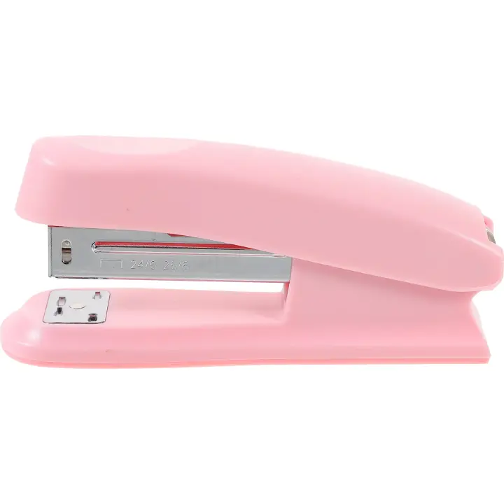 Mini grapadora de escritorio portátil rosa, suministros de oficina, papelería para estudiantes, Color de macarrón, herramientas de escritorio manuales, dispositivos - 1