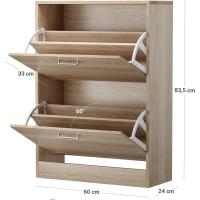 Armario con 3 puertas abatibles, zapatero de madera de 3 pisos, para entrada estrecha, pasillo, sala de estar, 60 x 24 x 120 cm, marrón rústico LBC030X01 - details 11