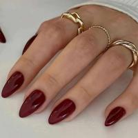 Uñas Rojas Sencillas 30 Piezas con Pegamento Máquina de Prensar Almendras Cabeza Redonda Portátil - details 0