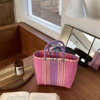 2025 nueva cesta de verduras, bolso de PVC a la moda de verano, bolso tejido a mano, bolso de mano a rayas de retales, bolsos de playa, monederos y bolsos - details 8