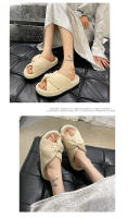 Fondo de Zapatillas de Algodón Suave y Cómodo Tamaño Grande, Cruzado Plano, Estilo Mariposa, Fondo Grueso Pegajoso - details 4