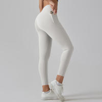 Hmidou-mallas de gimnasio con bolsillos para mujer, pantalones de Yoga, Fitness, cintura alta, Control de barriga, correr, entrenamiento - details 3