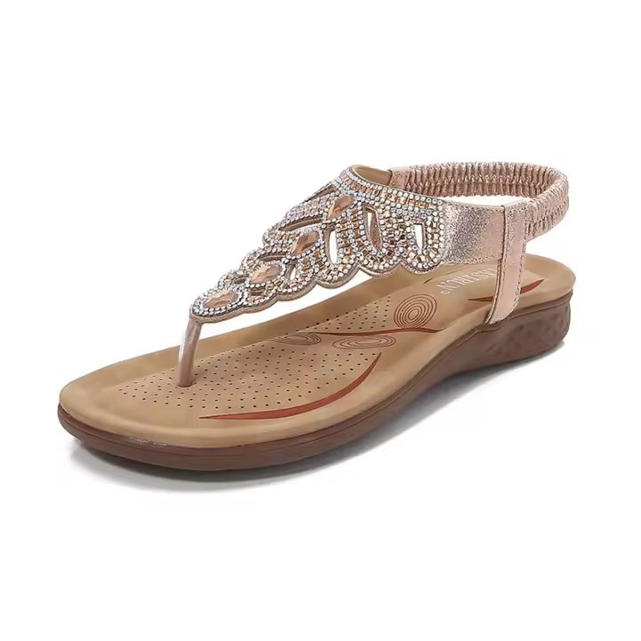 Sandalias Mujer 2025 con Cristales y Plataforma |   Tira en Dedo para Verano, Diseño Elegante y Fresco para Playa y Ciudad - 1