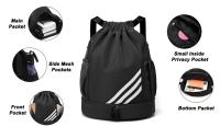 Hombres y mujeres bolsillos laterales dobles mochila deportiva con cordón bolsa de cordón, la escuela, la aptitud, bolsa de cordón, de gran capacidad, ligera, versátil, húmeda y seca, bolsas de baloncesto de fútbol, ​​mochilas de senderismo - details 4