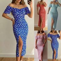 Un escote único festivo, una cintura delgada con un temperamento de apertura y un vestido floral de talla grande para mujer. - details 0