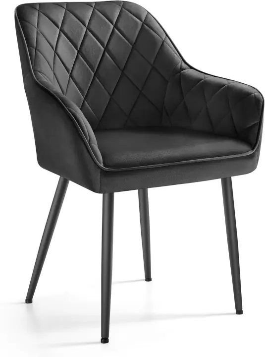 Silla de Comedor, Silla de Cocina, Sillón de Terciopelo, Silla Tapizada con Reposabrazos, Carga Máx. de 120 kg, Patas de Metal, para Comedor, Cocina, Rosa Jalea y Dorado Pálido LDC088R01 - 1