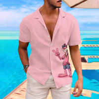 Camisa Casual de Verano para Hombres Estampado de Dibujos Animados Cuello Redondo Manga Corta - details 4