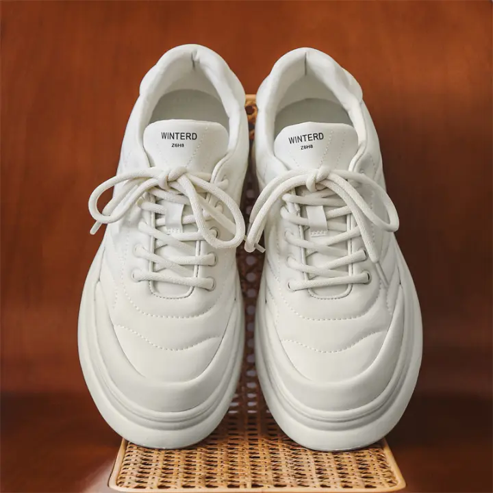 Nuevos zapatos blancos de suela gruesa retro realzados, zapatos de pan con suela de muffin Dexun - 1
