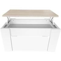 Centro Elevable, Mesita de Salón o Comedor, Acabado en Color Blanco con Tapa, Medidas, - details 5