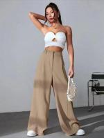 Pantalones de vestir clásicos nuevos en pantalones femeninos de pierna recta cómodos pantalones de mujer de cintura alta sólidos calientes - details 1