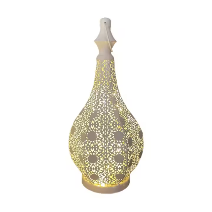 Lámpara de mesa de Metal de estilo marroquí, lámpara inalámbrica con batería, Bombilla de luces de hadas para Navidad, hogar, sala de estar A - 1