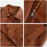 Gabardina cortavientos de piel sintética para mujer, chaquetas con cinturón, abrigo largo medio - details 32