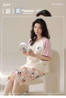 Verano 2025 Pijamas Sueltos de Manga Corta hasta la Rodilla 100% Algodón Decoración del Hogar para Mujeres Coreanas - details 19