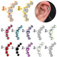 Piercing de cristal para cartílago para mujer, pendiente de hélice, pasador de acero inoxidable, tragus, joyería daith de racimo, 2 piezas - details 2