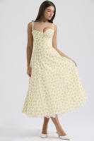 Vestido midi de satén con tirantes finos para mujer, abertura frontal, ahuecado, con bolsillos - details 32