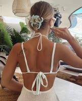Para Praia Kintted cubrir Vestido de playa Sexy Maxi hendidura ceñido al cuerpo vestido de verano Bikinis encubrimientos elegante vestido de playa Halter - details 19