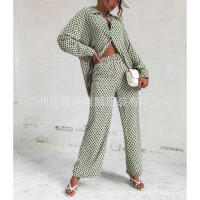 Conjunto 2025 Camisa extragrande y pantalones estampados para mujer, estampado completo, manga larga, estilo urbano - Pantalones de moda, estampado, manga, - - details 5