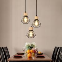 Goeco-Lámpara Colgante Vintage, Luz de Techo, Diseño Retro de Madera y Hierro, 3 luces, Diseño Industrial - details 4