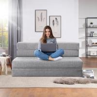 70 x 190 cm Sillón Cama Plegable, Sofá Cama Plegable con Espuma de Memoria y Almohada, Colchón de Suelo para Yoga, Oficina, Salón, Futon Sofá Cama Portada Lavable Unos, Gris Claro - details 36