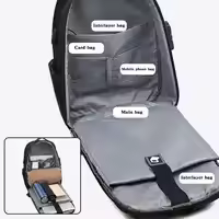 Mochila de viaje para hombre, Bolsa Escolar con puerto de carga USB, gran capacidad, 16 pulgadas, resistente al agua, a la moda - details 4