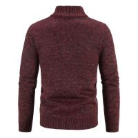 Suéter de punto con cuello abierto para hombre, abrigo de lana con cremallera de Color sólido adelgazante, Top para hombre - details 6