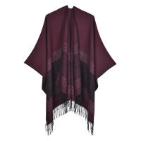 Otoño e invierno, chal de color sólido, simple, gruesa, borla, imitación de Cachemira, bufanda de doble propósito, capa, manta para habitación con aire acondicionado - details 8