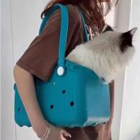 Bolsa de transporte para perros de EVA transpirable, bolsa de transporte para mascotas de viaje de mano de gran capacidad con diseño de cabeza con orificio, bolsa de mano portátil para gatos para mujer - details 8
