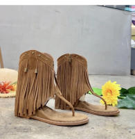 Sandalias romanas con borlas de pellizco nuevas botas frescas con cremallera lateral de punta abierta de verano que aumentan la altura interior - details 5