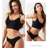 Women 2 pieces solid color fitness sports bra underwear top gym yoga athletic tight workout soft brassiere padded - details 11