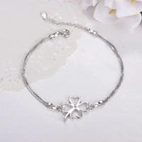Pulsera de plata de ley  para mujer, brazalete de trébol de cuatro hojas, regalo de joyería Glamour, novedad - details 1