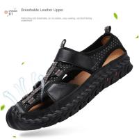 Sandalias de cuero para hombre, zapatos informales antideslizantes, cómodos, transpirables, para playa, talla grande 38-48 - details 4