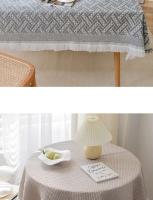 Mantel de rejilla tipo gofre con borde de borla, lino de algodón para uso doméstico y de camping, mantel rectangular circular para mesa central - details 12