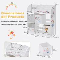 Estantería Infantil de Madera y Tela 5 Estantes y 2 Cajones Ideal para Dormitorio Salón Guardería - details 6