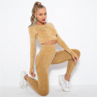Conjunto de mallas de yoga sin costuras para mujer, ropa deportiva, para entrenamiento, gimnasio, ropa deportiva - details 6