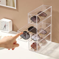 Vitrinas de cristal transparente de 4 capas, organizador de escritorio apilable para sala de estar y el hogar - details 7