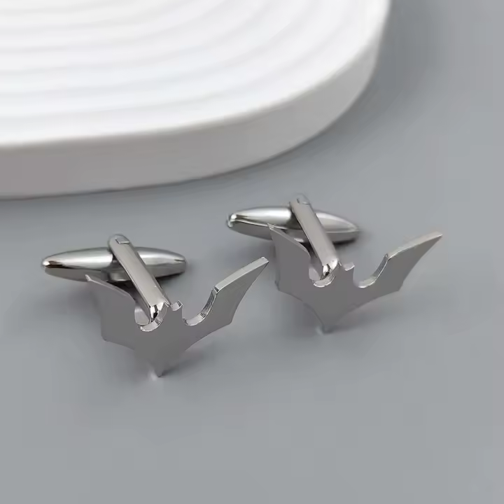 Gemelos de murciélago para hombre, botones de puño de acero inoxidable para camisa de muñeca, joyería para novio de boda, accesorios para hombre - 1