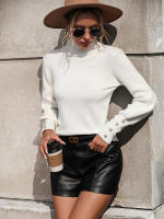 Suéter de cuello alto con botones para mujer, Jersey de punto suave, Vintage, color blanco, otoño e invierno, novedad de 2023 - details 22