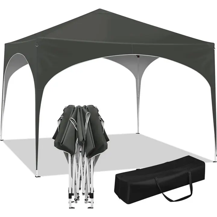 Gazebo-tienda de campaña para fiestas, Gazebo impermeable, protección solar, tela Oxford y marco de Metal, 3x3m, color gris - 1