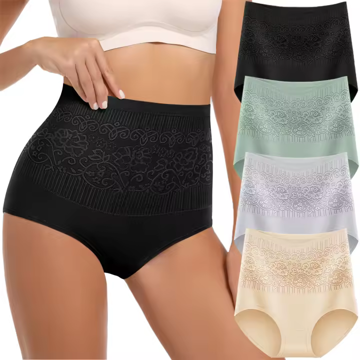 4PCS Tamaño regular Patrón Bragas femeninas Ropa interior europea, paquete múltiple en estilo único - 1